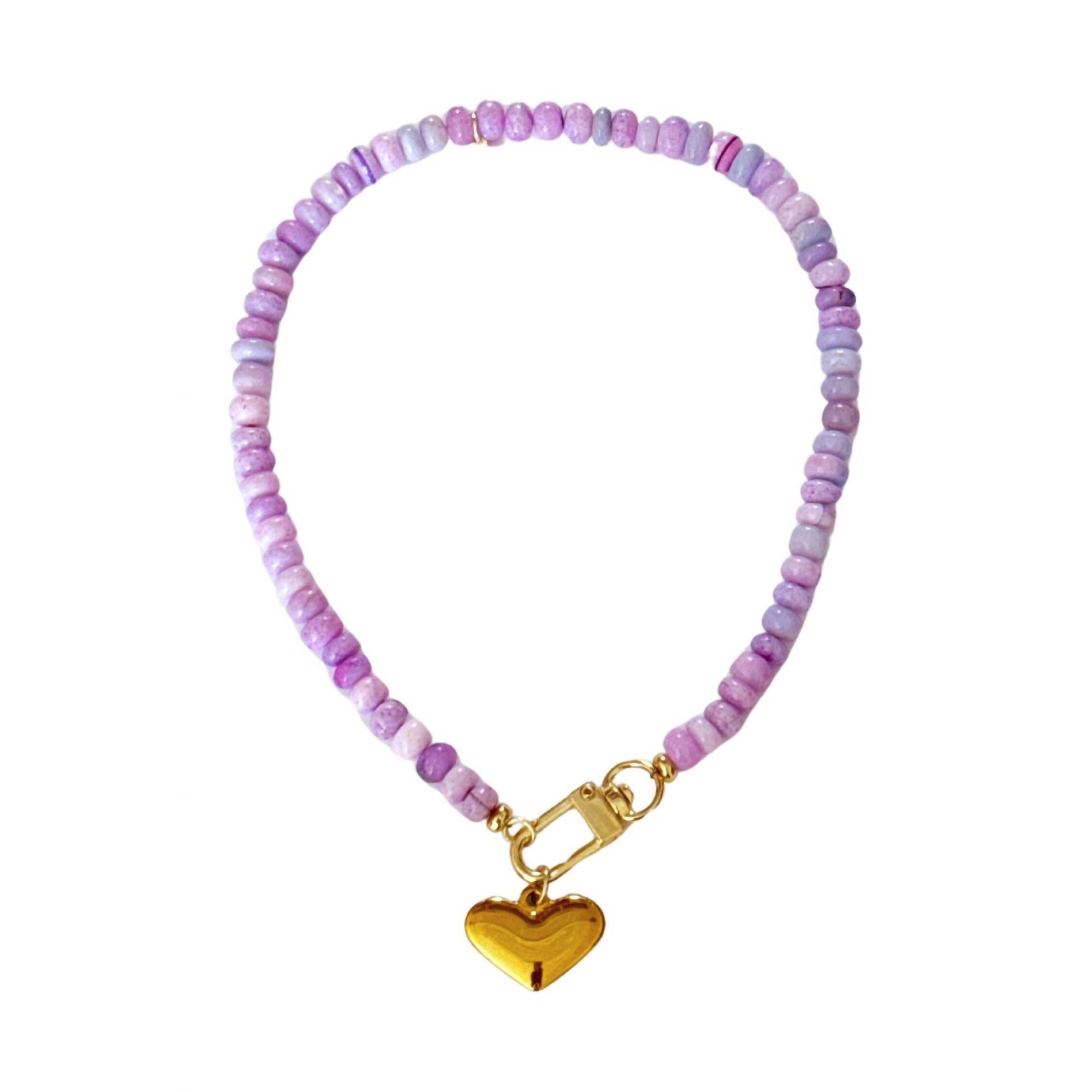 New Accessory Concierge Women's Heart Charm Collar Necklace In Lavender